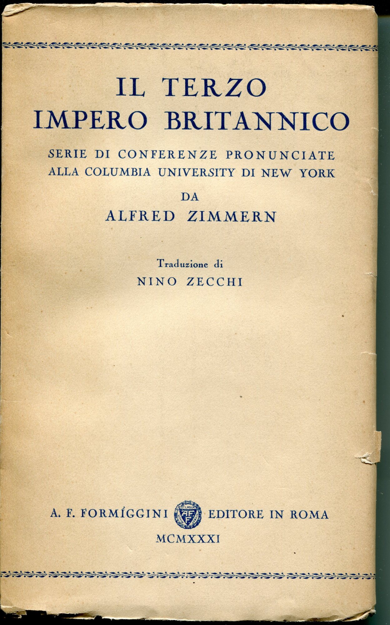 Il Terzo impero britannico, Serie di conferenze pronunciate alla columbia …