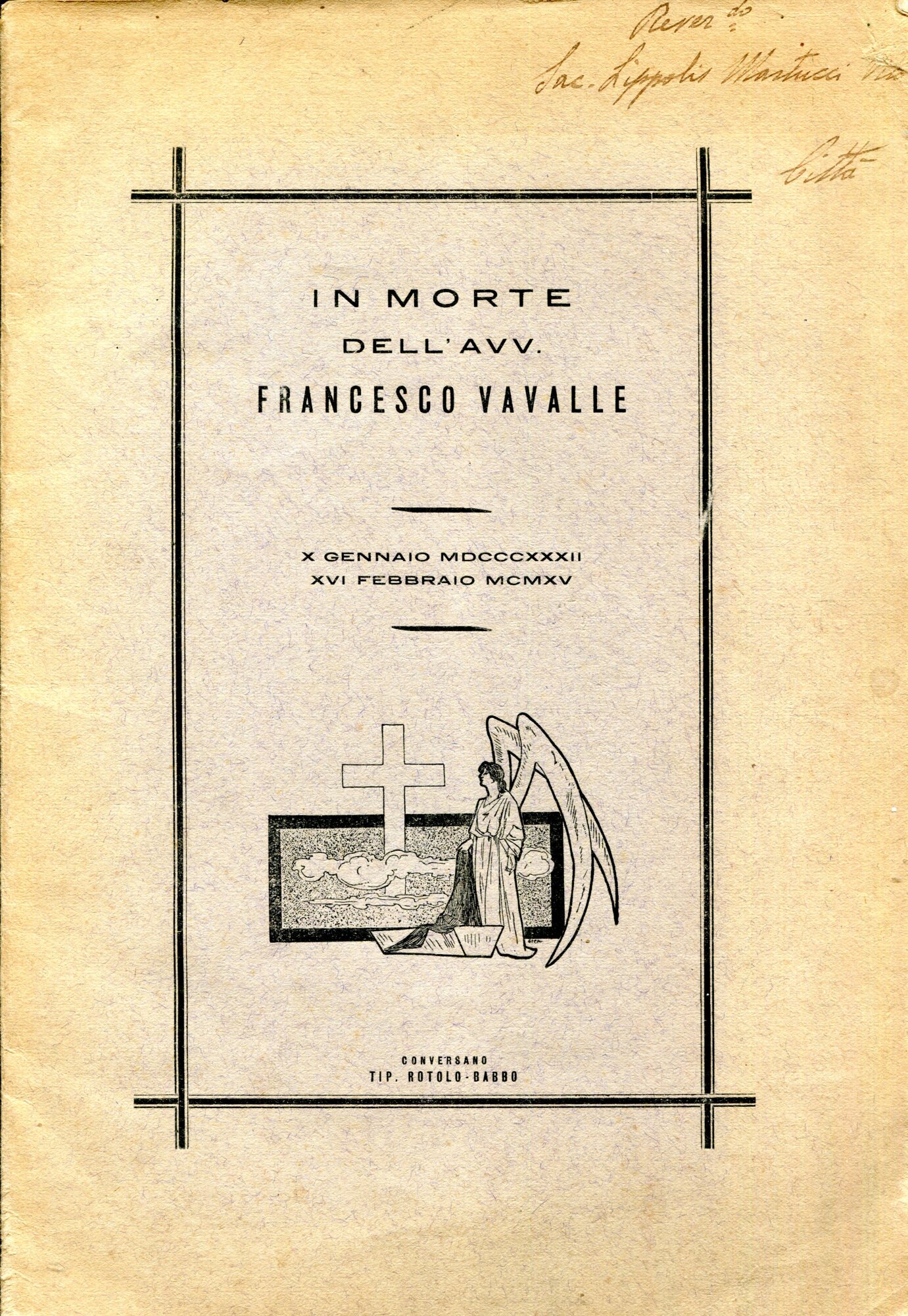 In morte dell'Avv. Francesco Vavalle