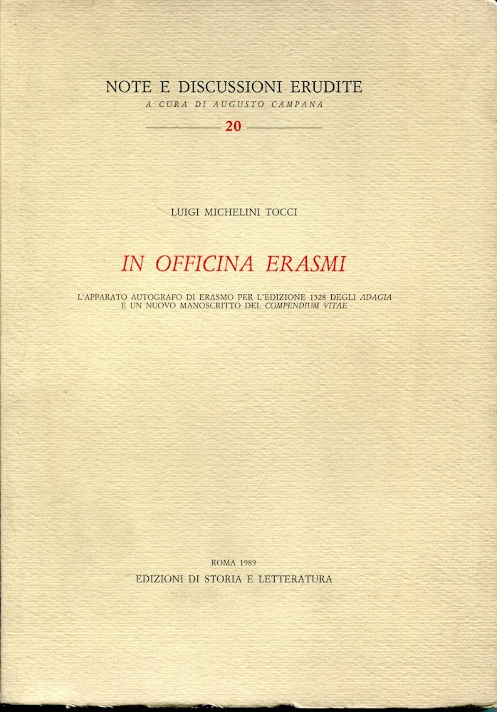 In officina Erasmi, l'apparato autografo di Erasmo per l'edizione 1528 …