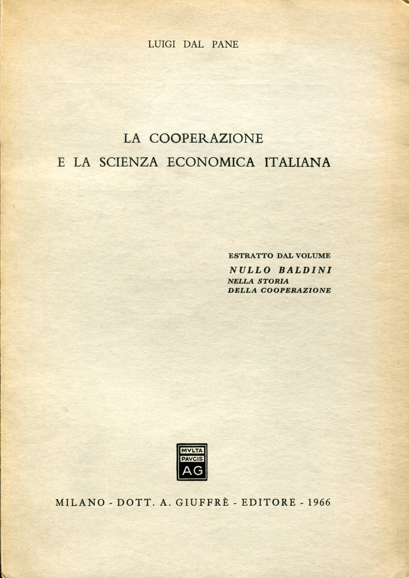 La cooperazione e la scienza economica italiana