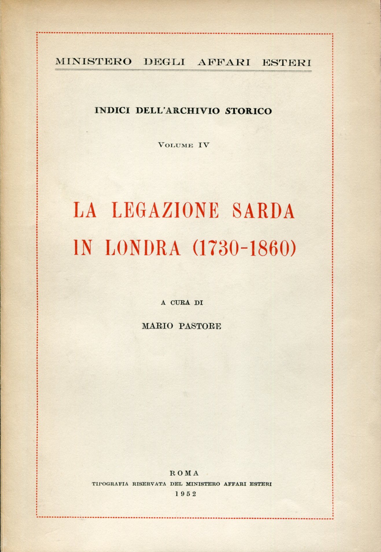 La legazione sarda a Londra (1730-1860)