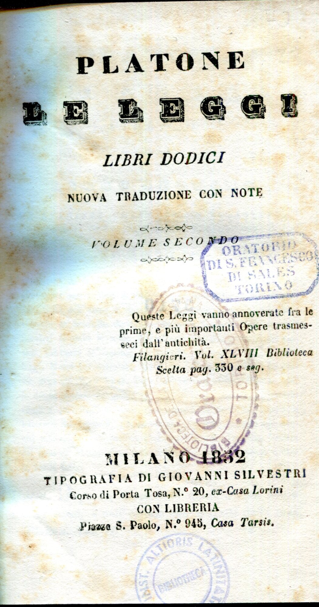 Le leggi libri dodici. Volume 1 e 2
