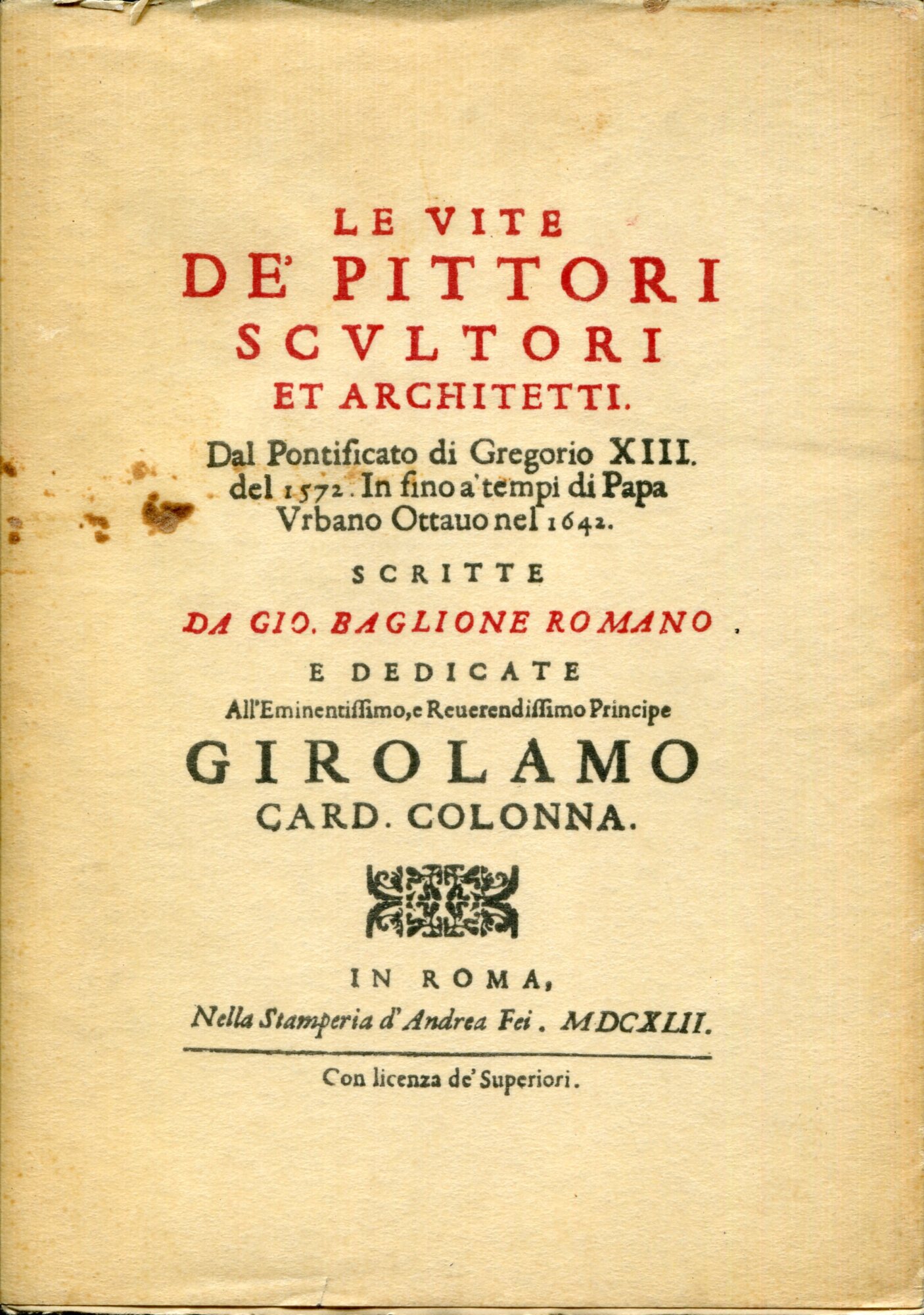 Le vite de' pittori scultori et architetti. Dal pontificato di …