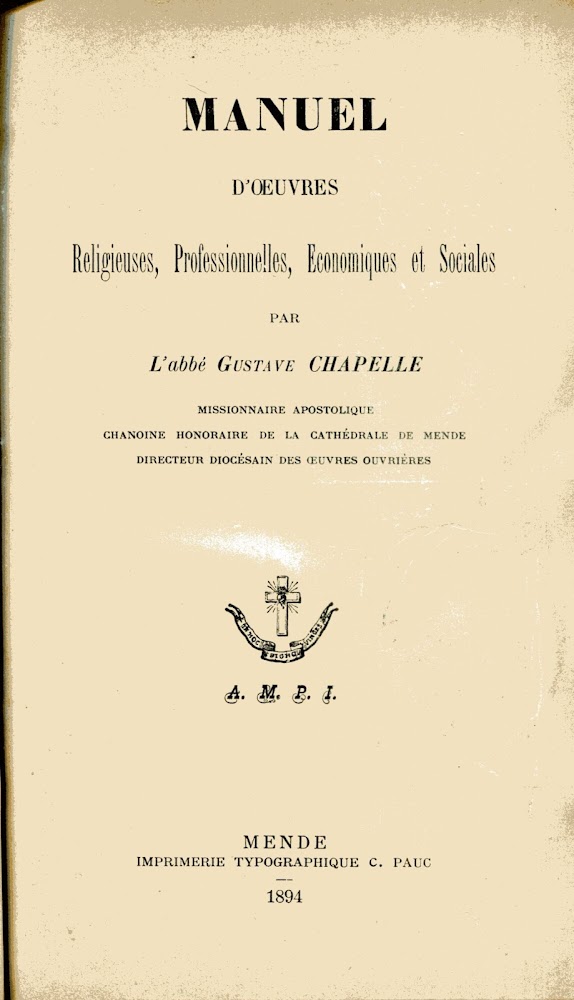 MANUEL D'OEUVRES RELIGIEUSES, PROFESSIONNELLES, ECONOMIQUES ET SOCIALES