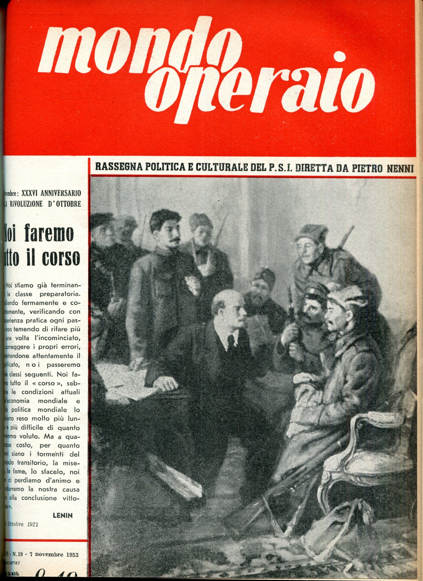 Mondo Operaio Rassegna politica e culturale del P.S.I. diretta da …