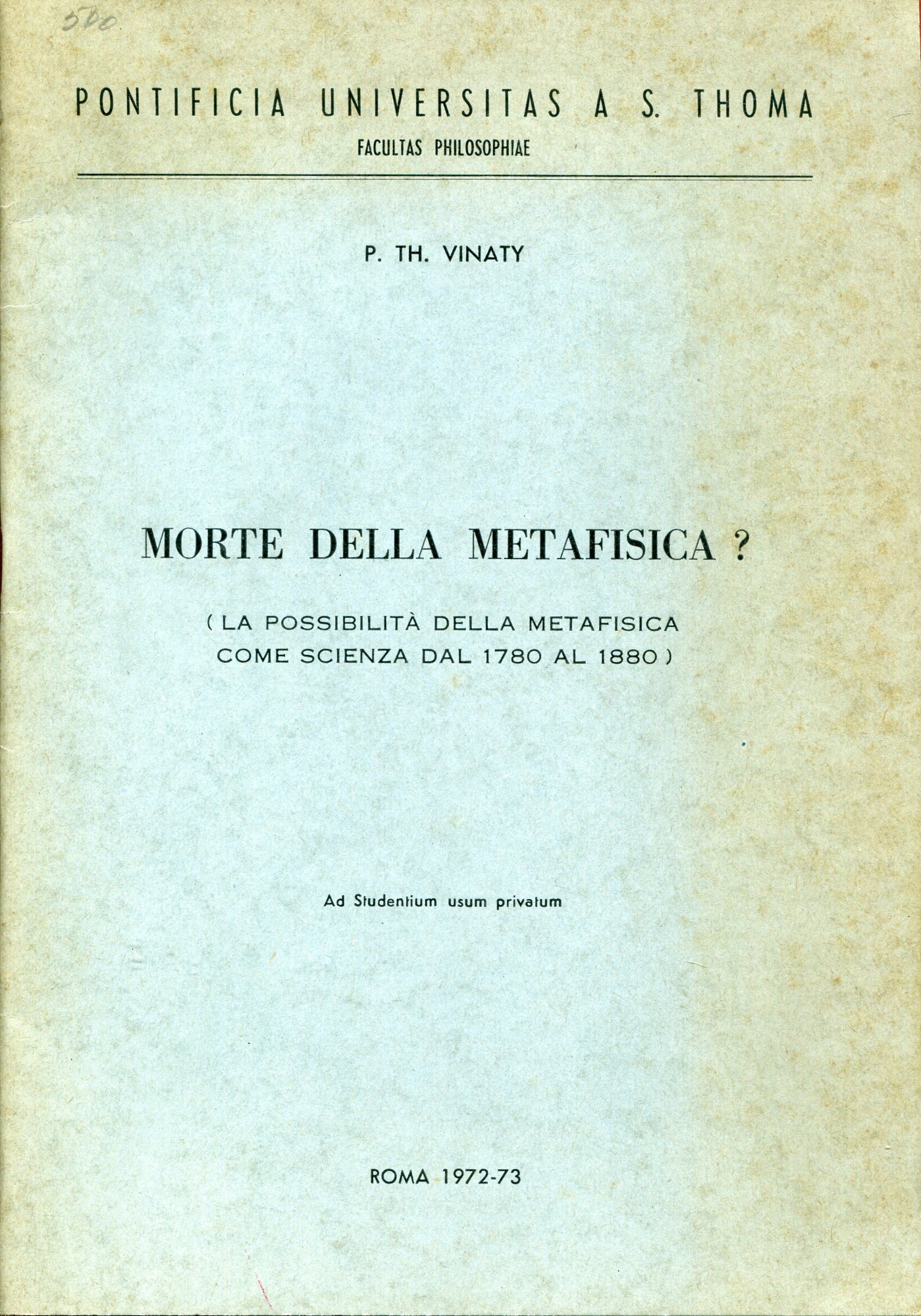 Morte della metafisica? (la possibilità della metafisica come scienza dal …