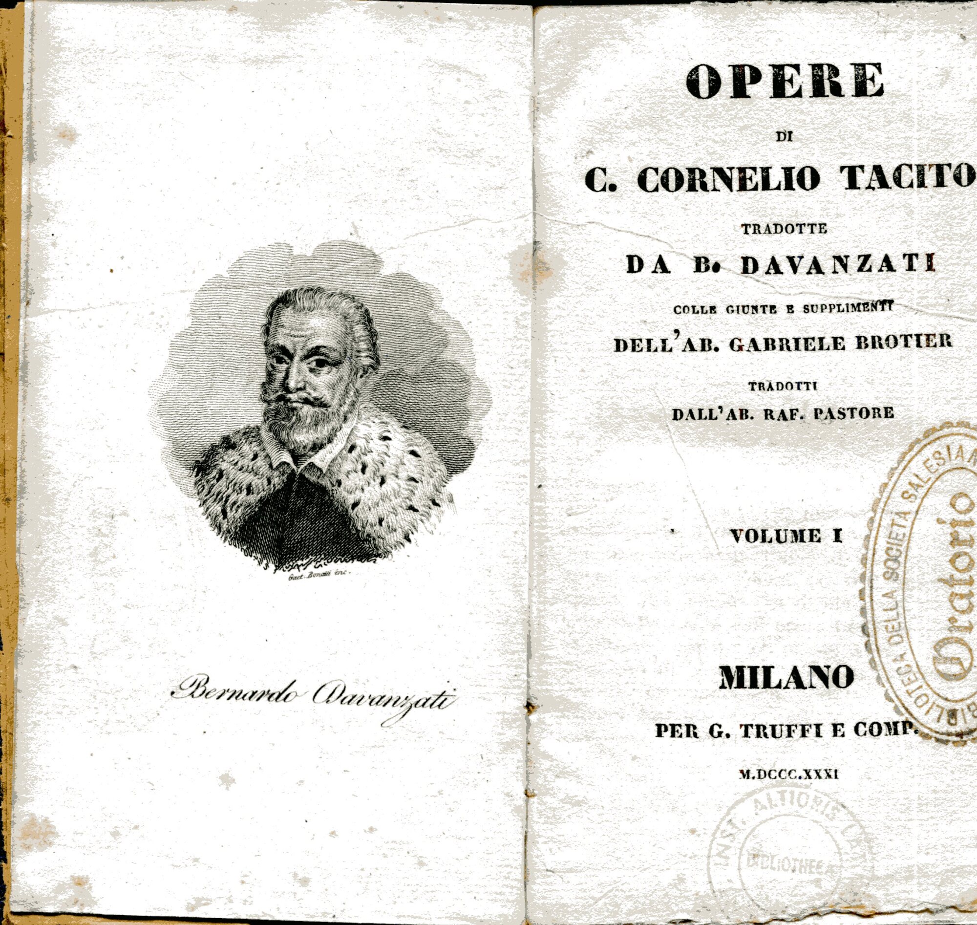 Opere di C. Cornelio Tacito tradotte da B. Davanzati coi …