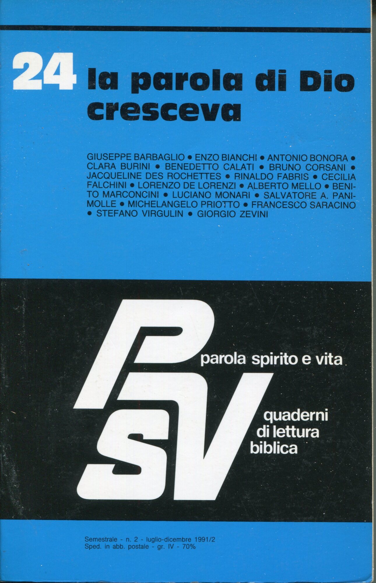 Parola spirito e vita. Quaderni di lettura biblica. Volume 24: …