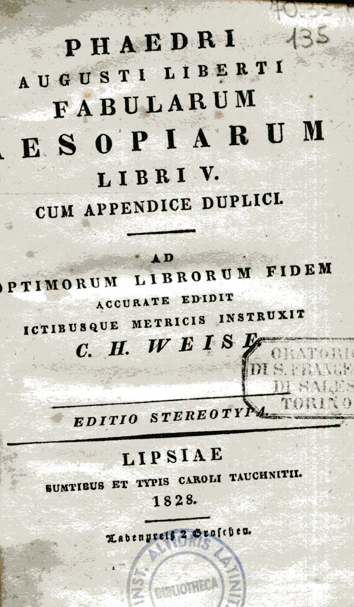 Phaedri Augusti Liberti Fabularum Aesopiarum. Libri V, cum appendice duplici. …