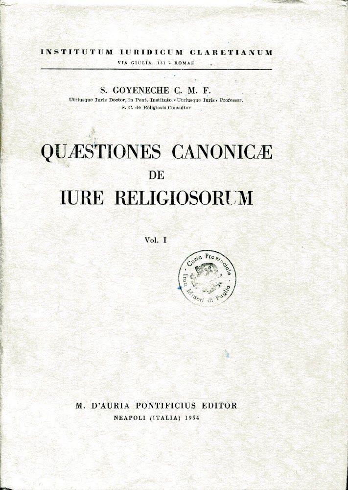Quaestiones canonicae de iure religiosorum. Volume I e II