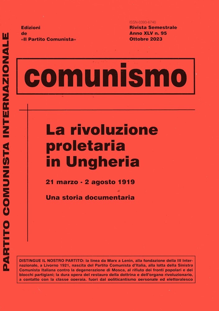 Rivista semestrale, Anno XLV, 95, ottobre 2023. La rivoluzine proletaria …
