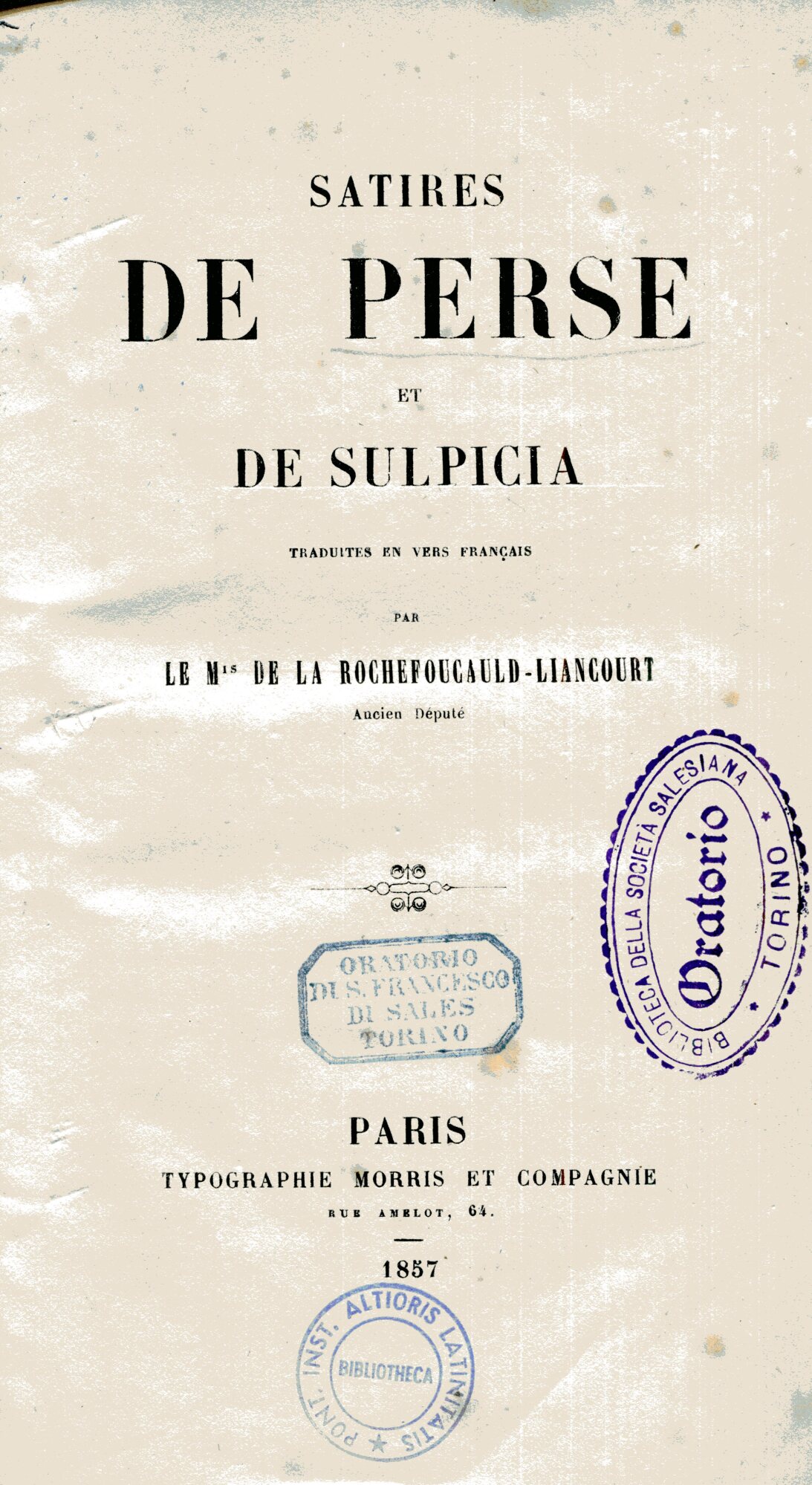 Satires de Perse et Sulpicia. Traduites en vers français par …