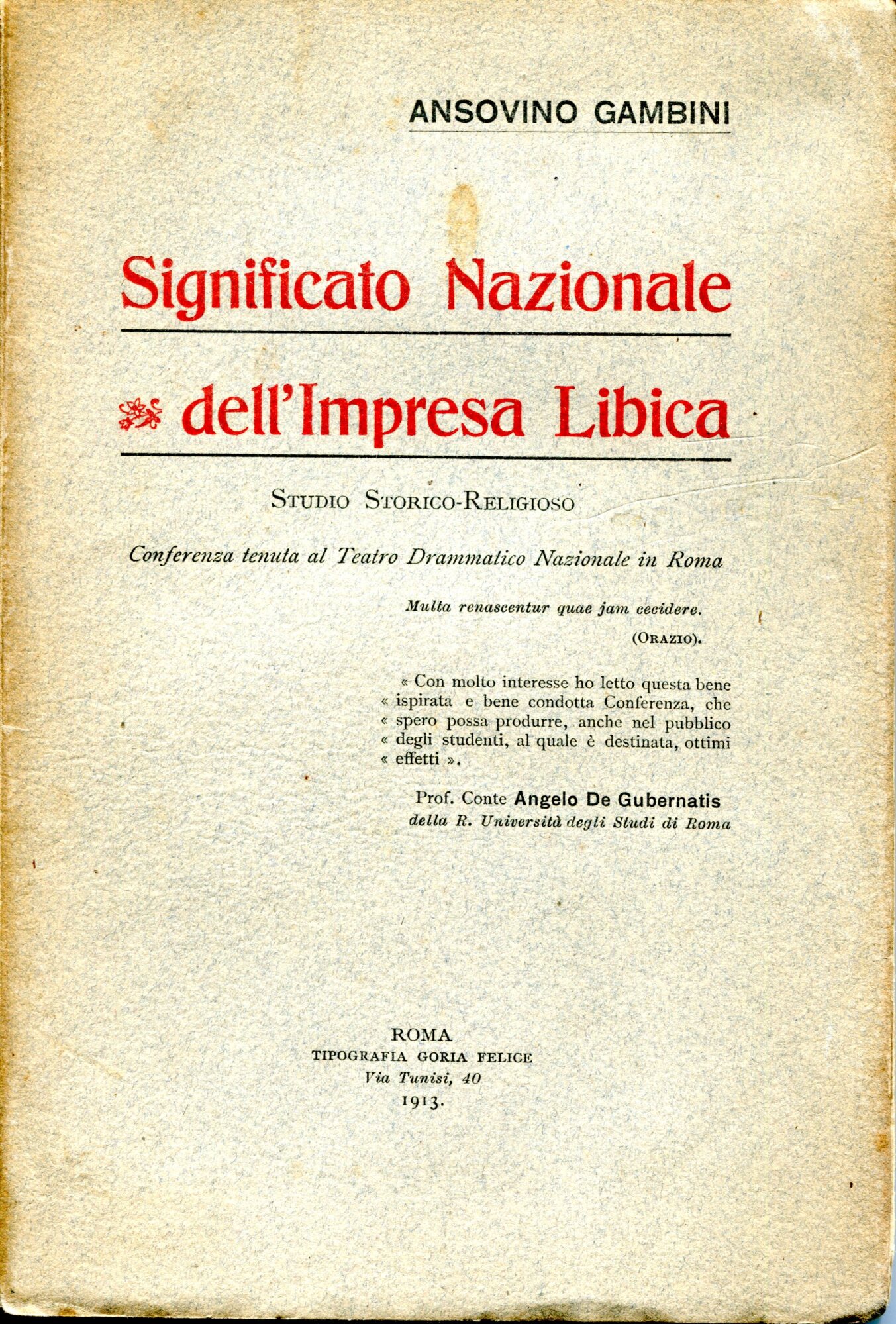 Significato nazionale dell'impresa libica : studio storico-religioso : [conferenza tenuta …
