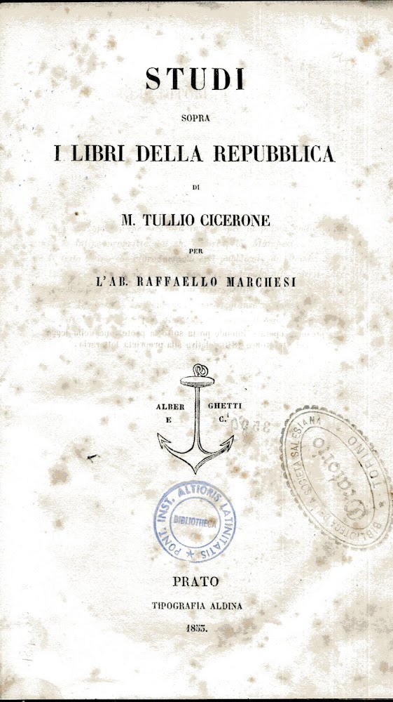 STUDI SOPRA I LIBRI DELLA REPUBBLICA DI M. TULLIO CICERONE …