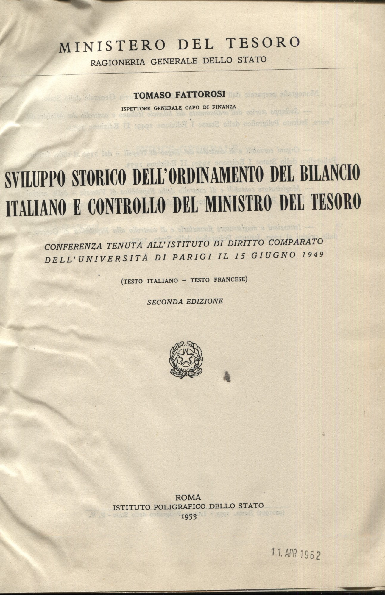 Sviluppo storico dell'ordinamento del bilancio italiano e controllo del Ministro …