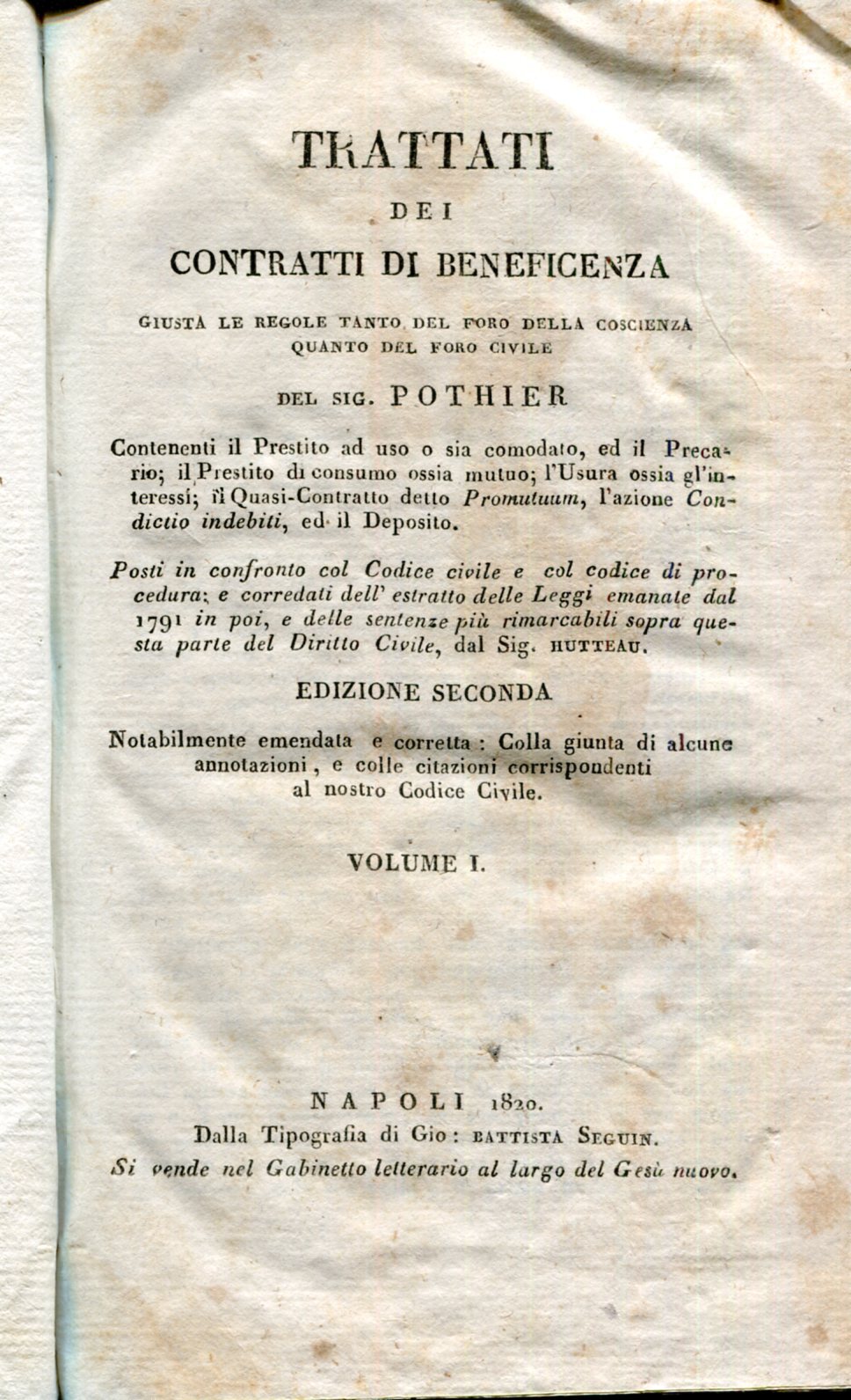 Trattati dei contratti di beneficenza giusta le regole tanto del …