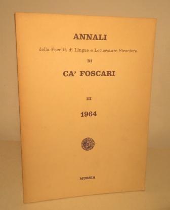 ANNALI DELLA FACOLTA' DI LINGUE E LETTERATURE STRANIERE DI CA' …