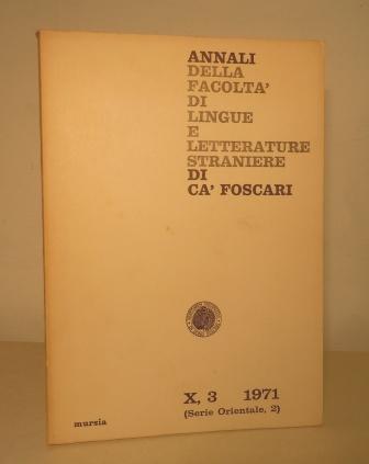 ANNALI DELLA FACOLTA' DI LINGUE E LETTERATURE STRANIERE DI CA' …