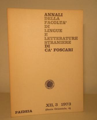 ANNALI DELLA FACOLTA' DI LINGUE E LETTERATURE STRANIERE DI CA' …