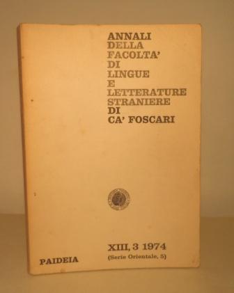 ANNALI DELLA FACOLTA' DI LINGUE E LETTERATURE STRANIERE DI CA' …