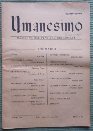 UMANESIMO - RASSEGNA DEL PENSIERO UNIVERSALE - NUMERO DOPPIO - …