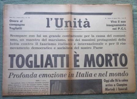 L'UNITA' - ORGANO DEL PARTITO COMUNISTA ITALIANO - 22 AGOSTO …