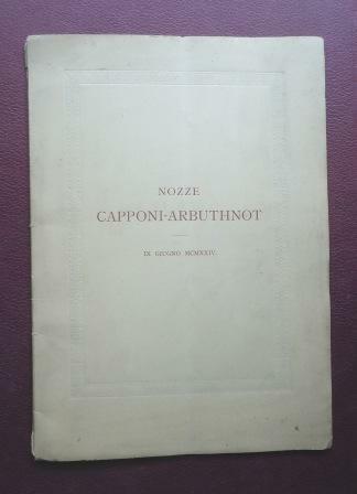 NOZZE CAPPONI-ARBUTHNOT - IX GIUGNO MCMXXIV - NOTIZIA DEL RITRATTO …