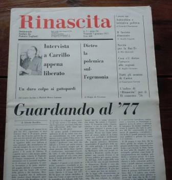 RINASCITA - SETTIMANALE FONDATO DA PALMIRO TOGLIATTI - ANNATA 1977