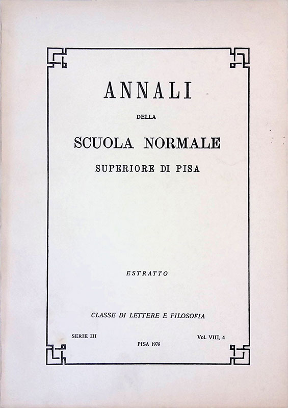 Annali della Scuola Normale Superiore di Pisa. Estratto Classe di …