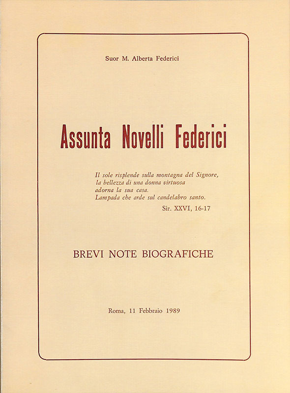 Assunta Novelli Federici. Brevi note biografiche