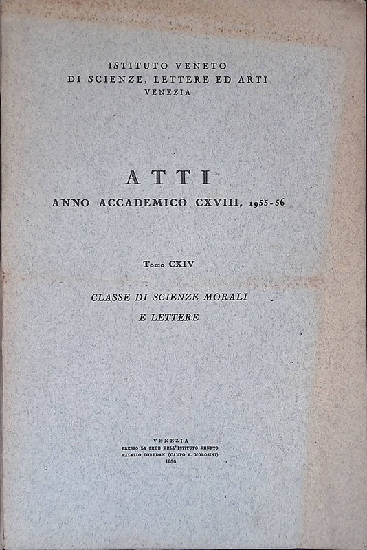 Atti anno accademico CXVIII 1955-56, tomo CXIV. Classe di scienze …