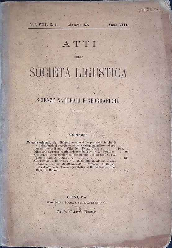 Atti della Società Ligustica di Scienze Naturali e geografiche. Anno …
