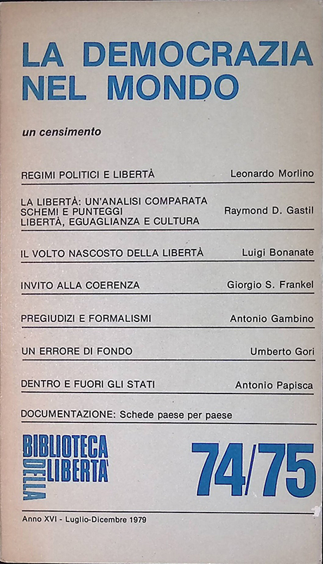 Biblioteca della Libertà n.74-75. AnnoXVI, luglio-dicembre 1979. La democrazia nel …