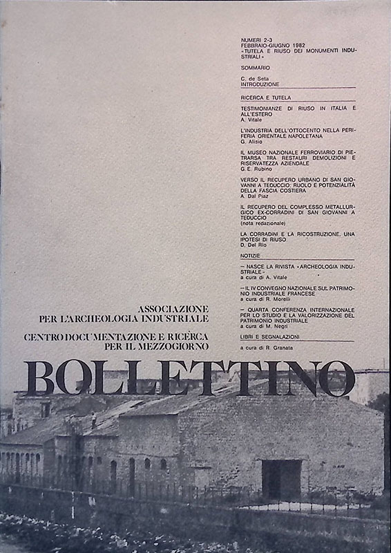 Bollettino n. 2-3 febbraio-giugno 1982. Tutela e riuso dei monumenti …