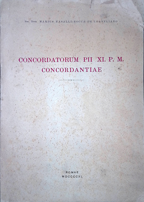 Concordatorum PII XI. P. M. concordantie