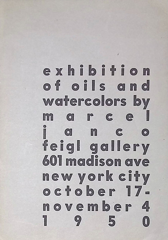 Exhibition of oils and watercolors by Marcel Janco. Feigl Gallery