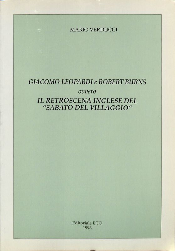 Giacomo Leopardi e Robert Burns ovvero il retroscena inglese del …