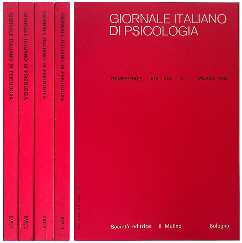 Giornale Italiano di Psicologia. Vol.XVI, n.1-2-3-4, 1989. 4 VOLUMI