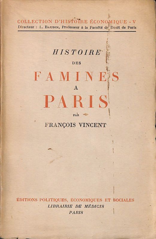 Histoire des famines a Paris