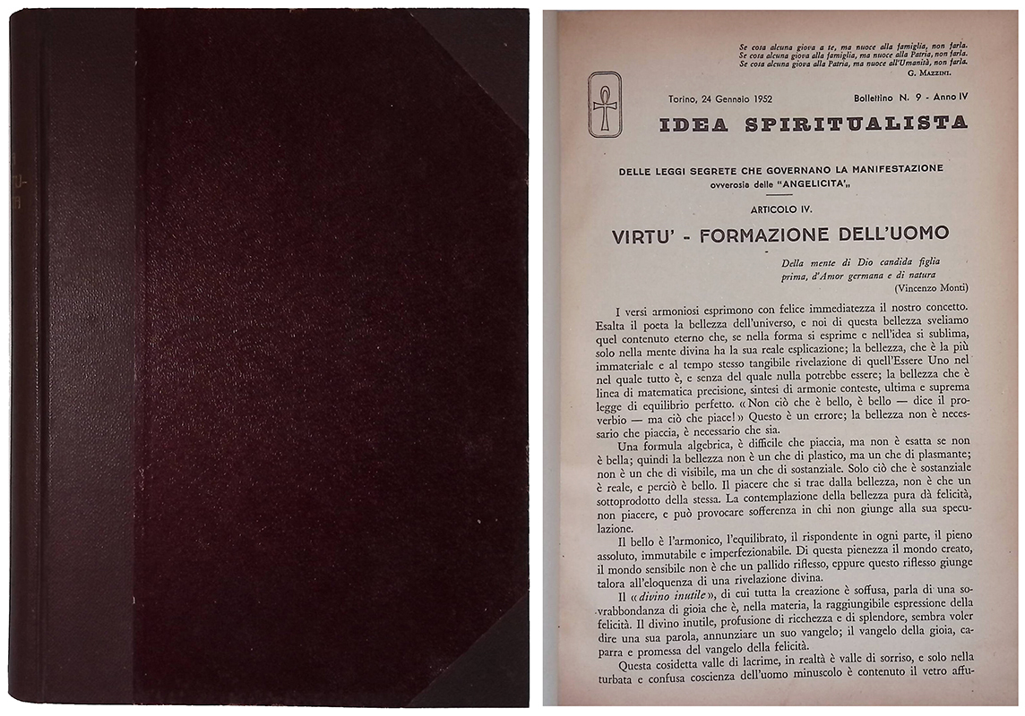 Idea spiritualista. Bollettino n.9 Anno IV, gennaio 1952 - n.11-12 …