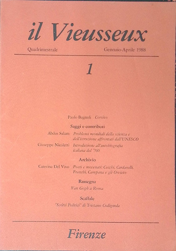 Il Vieusseux. N. 1 gennaio-aprile 1988