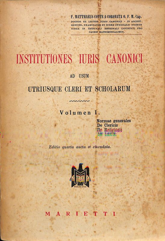 Institutiones Iuris Canonici ad usum utriusque cleri et scholarum. Volumen …