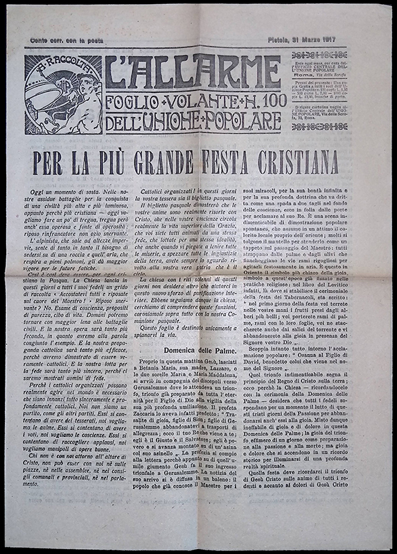 L'Allarme. Foglio volante n.100 dell'Unione Popolare