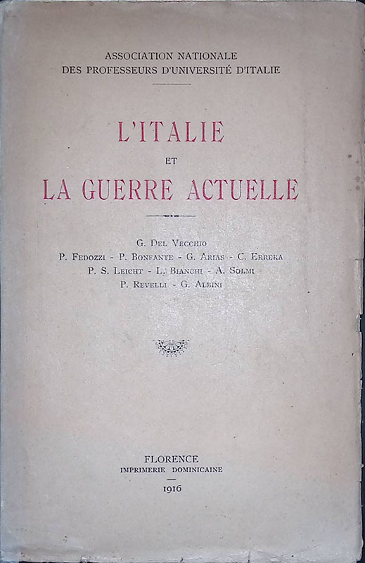 L'Italie et la guerre actuelle
