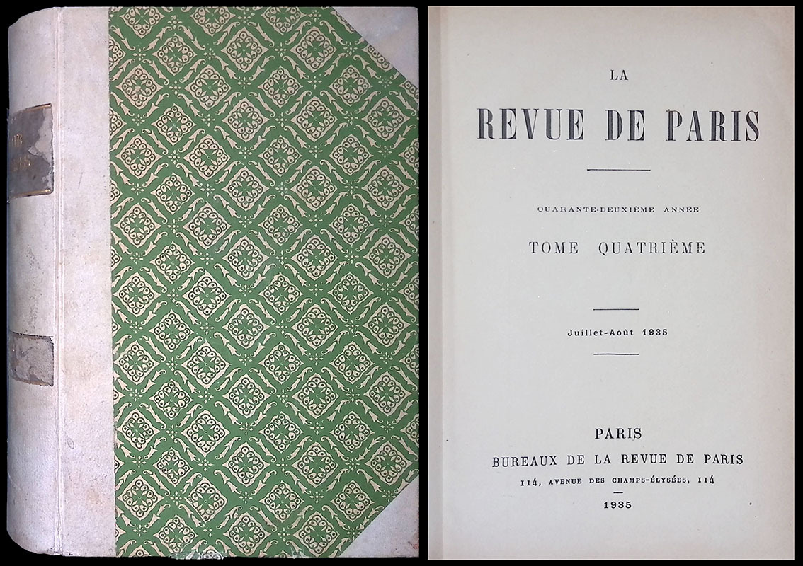 La revue de Paris. Tome Quatrieme. Juillet-Aout 1935