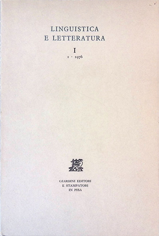 Linguistica e letteratura I. 1-1976