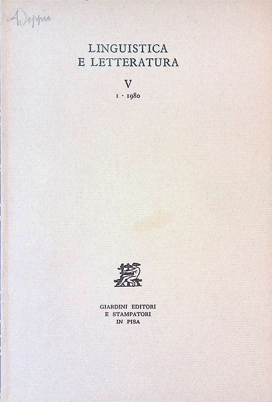 Linguistica e letteratura V. 1-1980