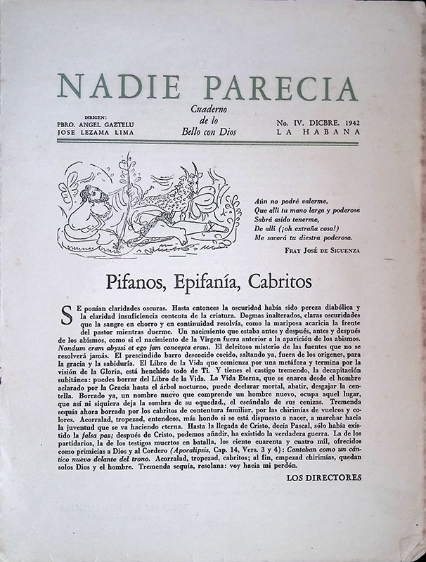 Nadie Parecia. Cuaderno de lo Bello con Dios. N. IV …