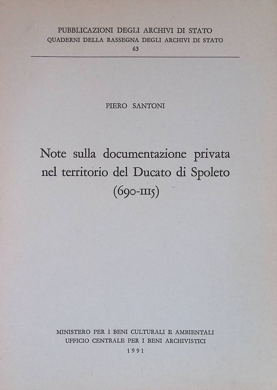 Note sulla documentazione privata nel territorio del Ducato di Spoleto …