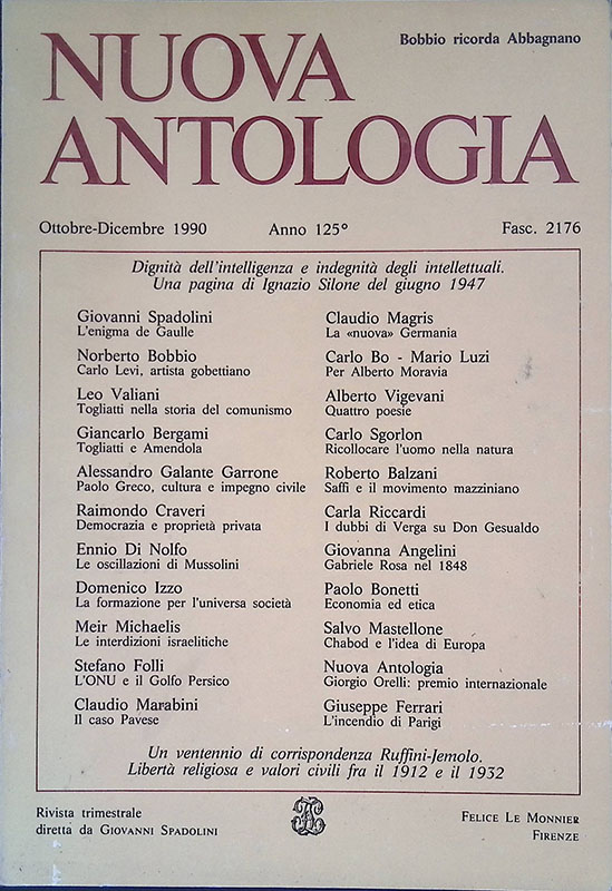 Nuova antologia. Bobbio ricorda Abbagnano
